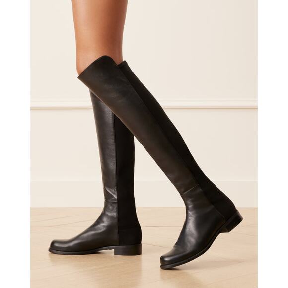 STUART WEITZMAN 5050 Bold Boot Black Calf Leather Over The Knee Boots Women's 6M - Picture 2 of 12